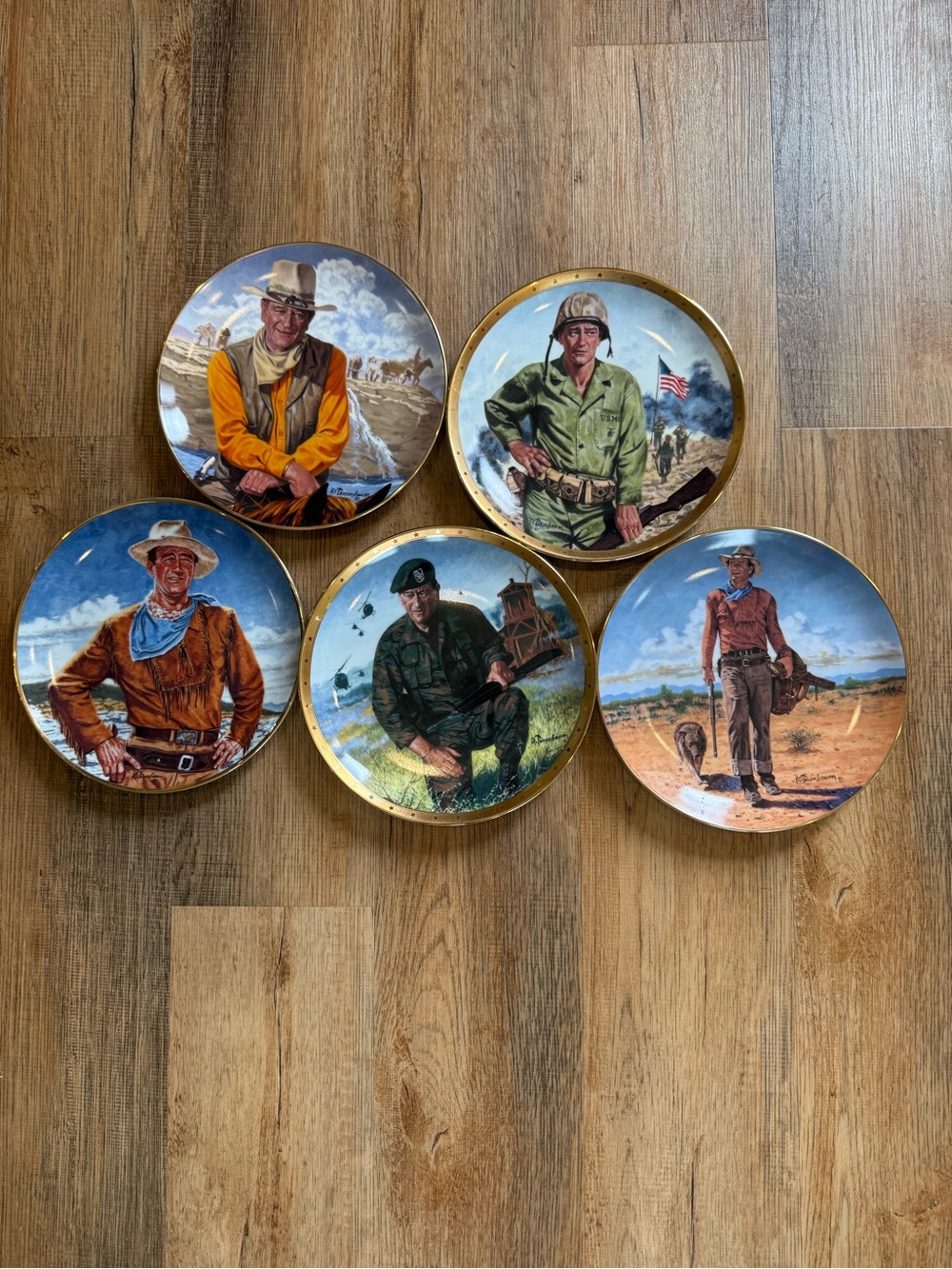 John Wayne set of 5 different Franklin Mint Collector Plates